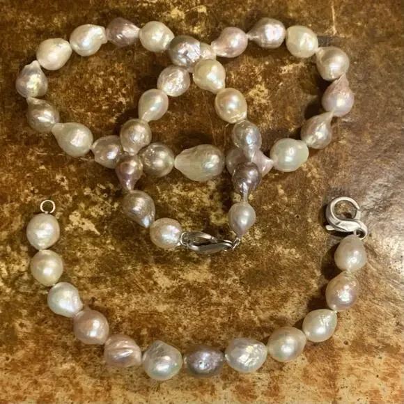 Honora Ming Baroque Pearl Necklace and Bracelet Set Sterling Silver Stunning